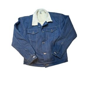 Pure‎ Stuff Mens Sherpa Lined Denim Jacket Blue Button Up Size Large